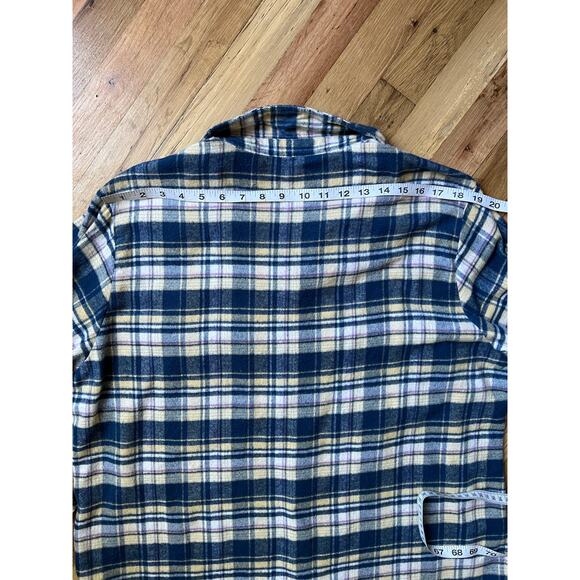 Sanctuary Womens Cozy Blue Plaid Flannel Boyfriend Button Up Shirt Plus Sz 1X - Picture 14 of 14